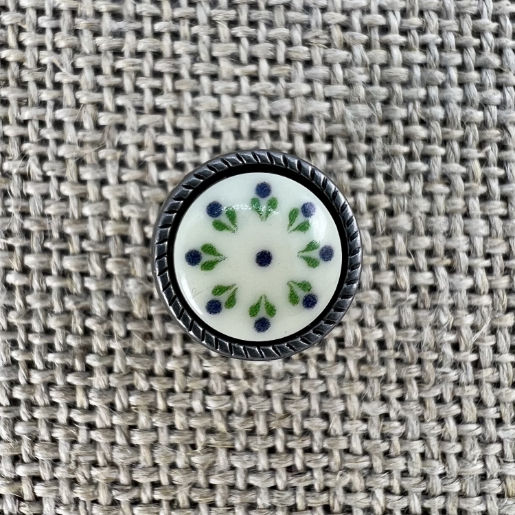 Knopf mit blau-grünen Details | Dirndlknopf und Tracht