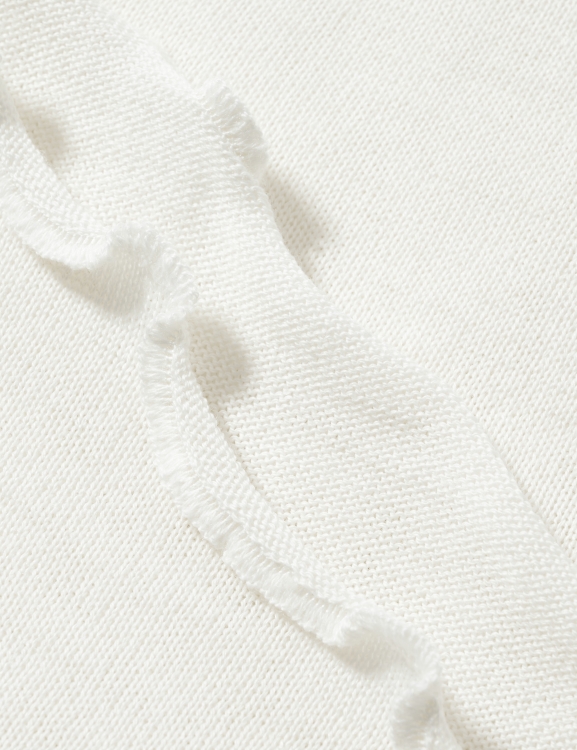 Merino-Strickstola mit Wellensaum - Natur