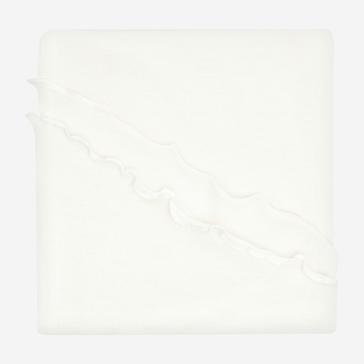 Merino-Strickstola mit Wellensaum - Natur