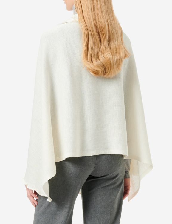 Merino-Strickstola mit Wellensaum - Natur