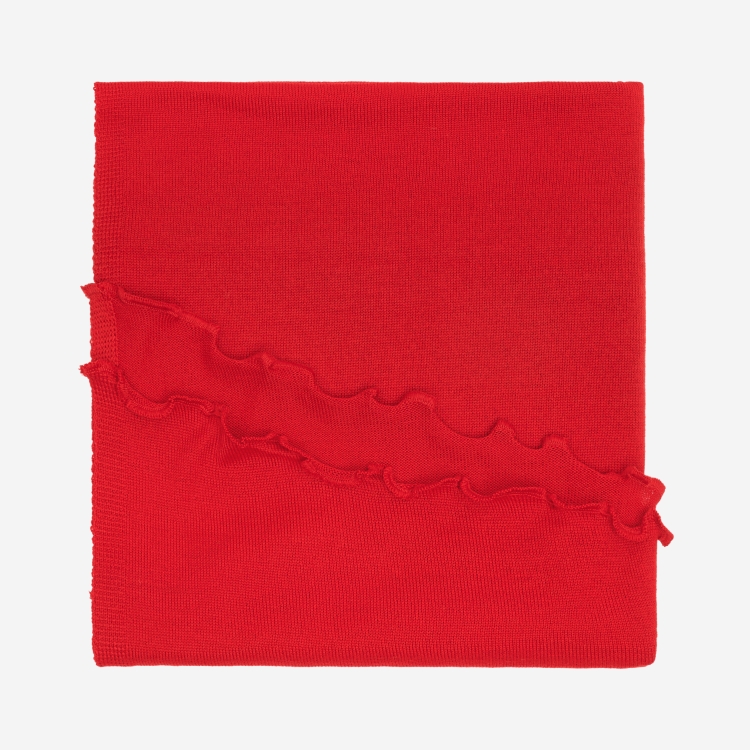 Merino-Strickstola mit Wellensaum - Rot