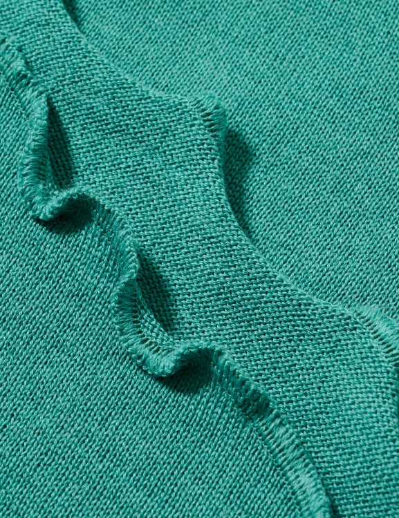 Merino-Strickstola mit Wellensaum - Mintgrün