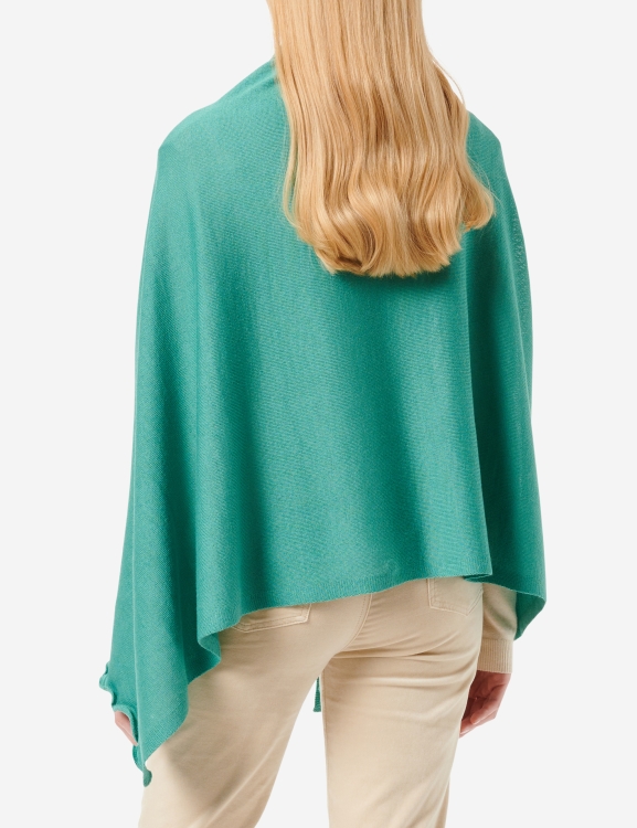 Merino-Strickstola mit Wellensaum - Mintgrün