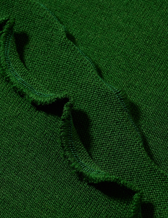 Merino-Strickstola mit Wellensaum - Grün