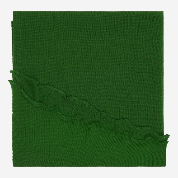 Merino-Strickstola mit Wellensaum - Grün