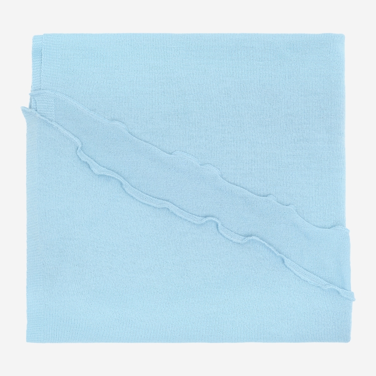 Merino-Strickstola mit Wellensaum - Eisblau