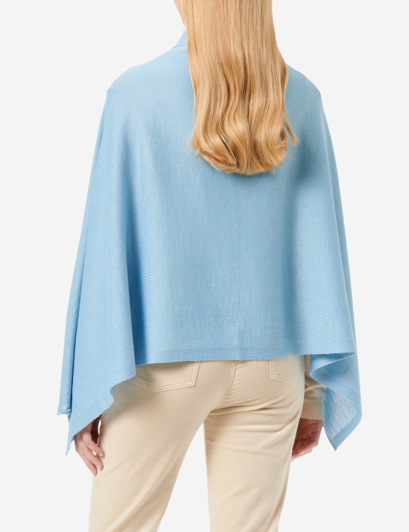 Merino-Strickstola mit Wellensaum - Eisblau