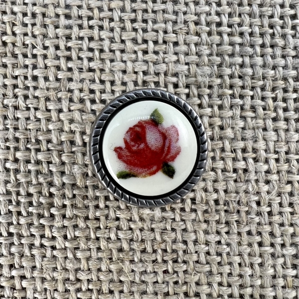 Knopf mit rosa Rose | Dirndlknopf und Tracht