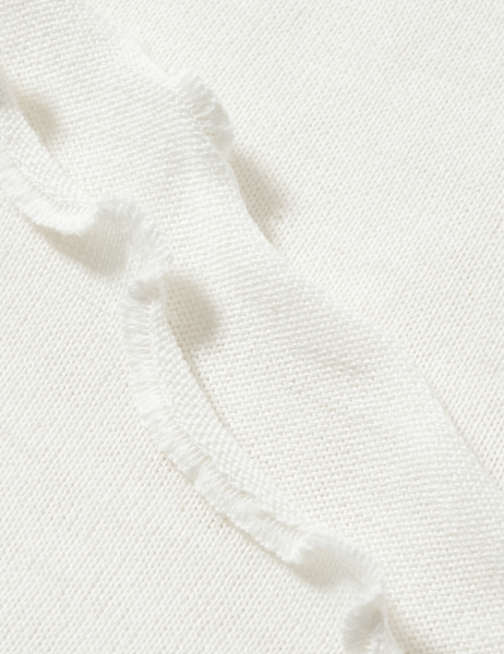 Merino-Strickstola mit Wellensaum - Natur