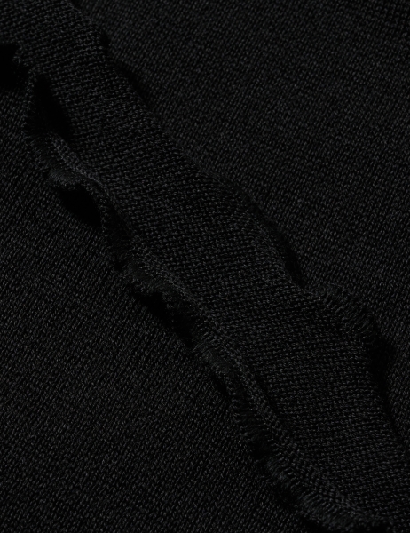 Merino-Strickstola mit Wellensaum - Schwarz