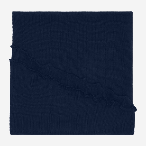 Merino-Strickstola mit Wellensaum - Marine