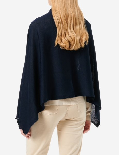 Merino-Strickstola mit Wellensaum - Marine