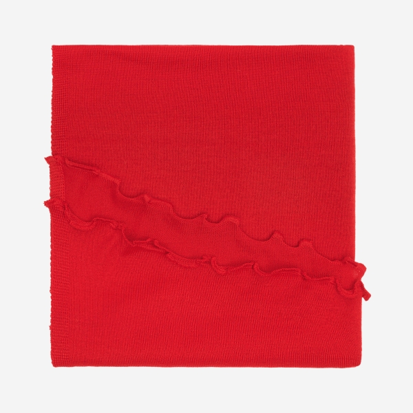 Merino-Strickstola mit Wellensaum - Rot