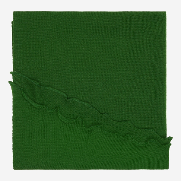 Merino-Strickstola mit Wellensaum - Grün