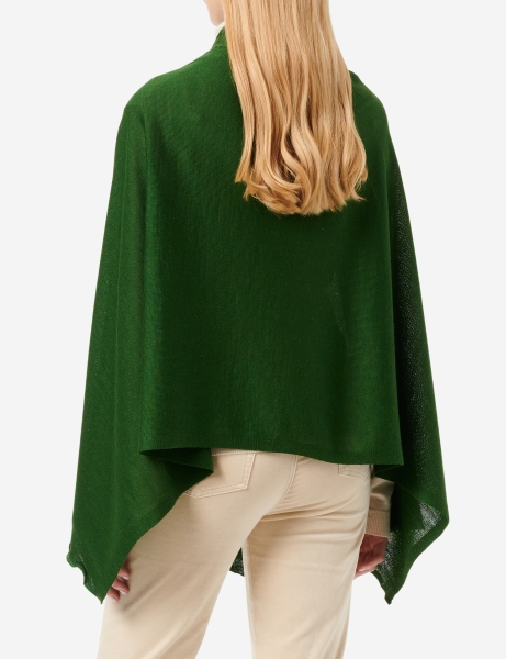 Merino-Strickstola mit Wellensaum - Grün