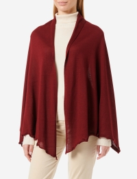 Merino-Strickstola mit Wellensaum - Bordo
