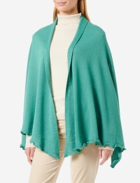 Merino-Strickstola mit Wellensaum - Mintgrün
