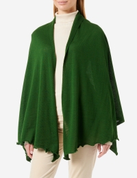 Merino-Strickstola mit Wellensaum - Grün