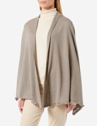 Merino-Strickstola mit Wellensaum - Taupe