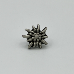 kleine Edelweiß-Anstecknadel im Antik-Silber-Look